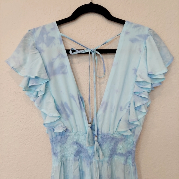 NWT Tiare Hawaii V Neck Blue & Lavender Tie Dye Beach Cover up Size 6 - Picture 6 of 17